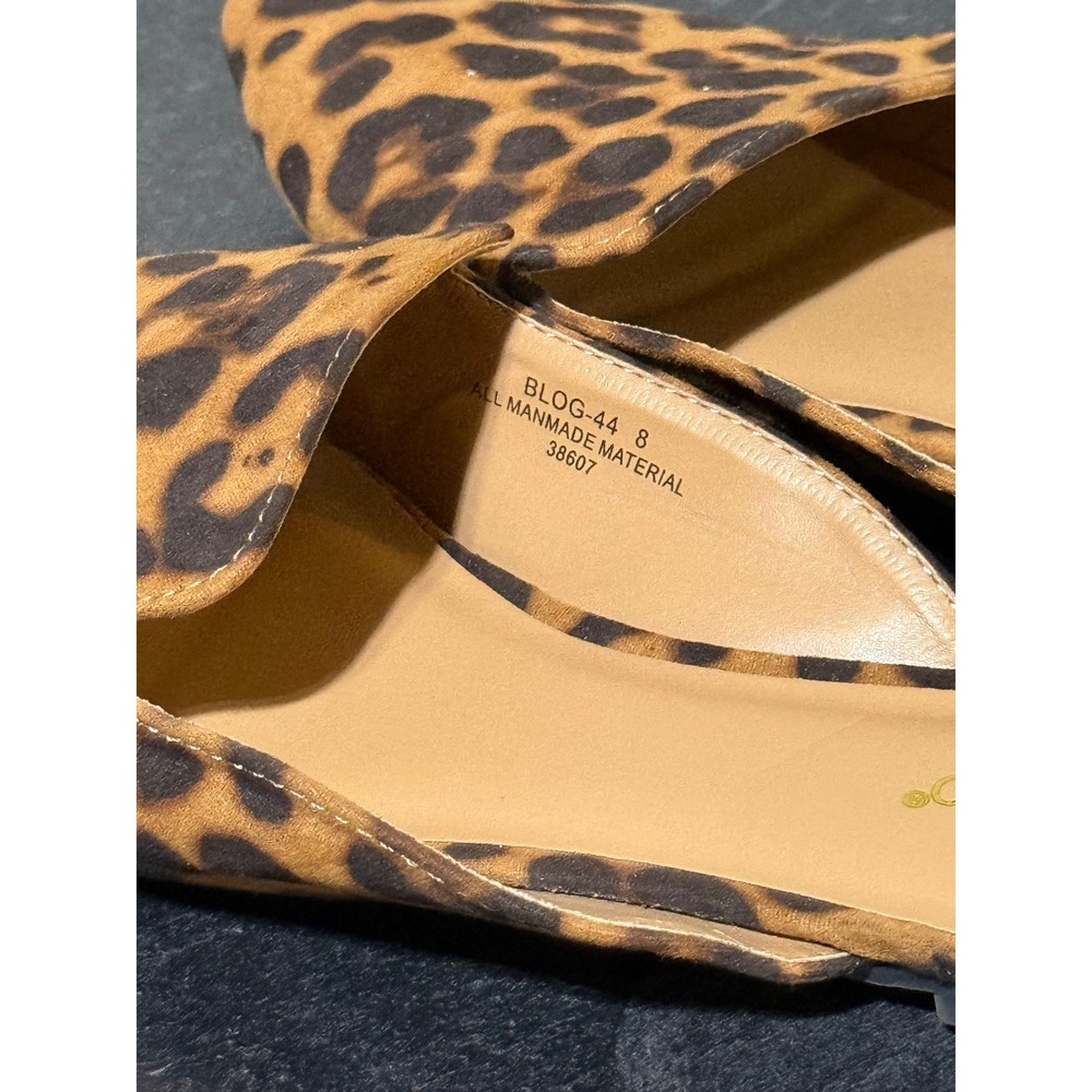 Womens Leopard Print Pointed Toe Mules Brown Black Size 8 Cheetah - Picture 6 of 7